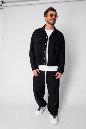 NOUTATI - Set Camasa cu buzunare si pantalon lung Oversized Black