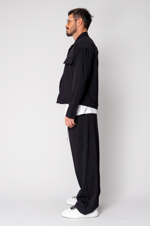 Set Camasa cu buzunare si pantalon lung Oversized Black [2]