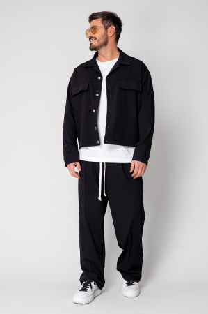 Set Camasa cu buzunare si pantalon lung Oversized Black [1]