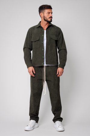 BARBATI - Set Camasa si Pantalon Lung din reiat Kaki