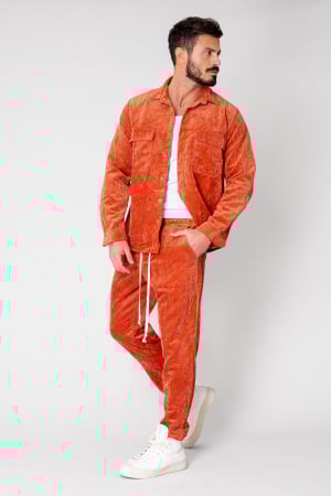 PROMOTII - Set Camasa si Pantalon Lung din reiat Orange