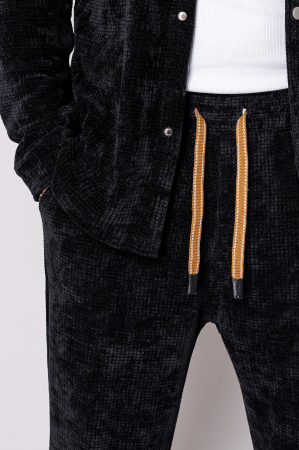 Set Camasa si pantalon lung din reiat catifelat Black [4]