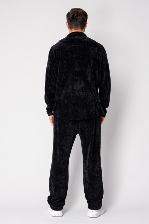 Set Camasa si pantalon lung din reiat catifelat Black [3]