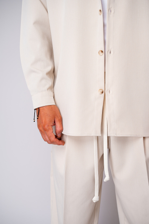 Set Camasa si Pantalon Lung drept Beige [5]