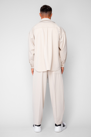 Set Camasa si Pantalon Lung drept Beige [2]