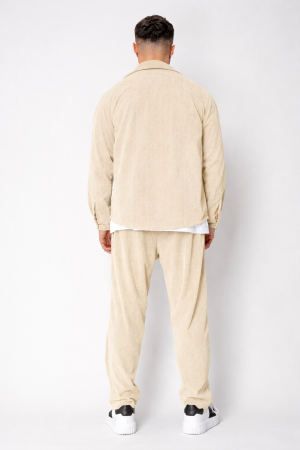 Set Camasa si Pantalon Lung drept din reiat Beige [2]