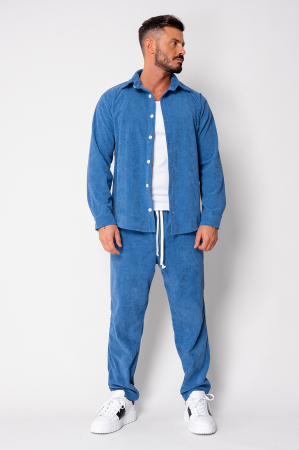 Set Camasa si Pantalon Lung drept din reiat Blue [1]