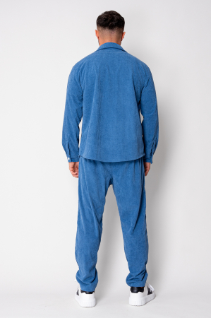 Set Camasa si Pantalon Lung drept din reiat Blue [3]