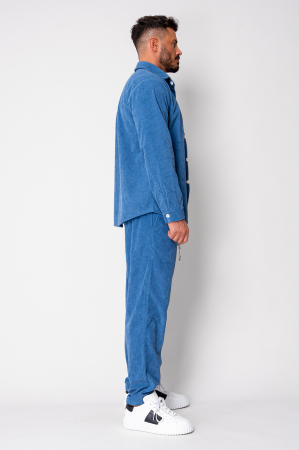 Set Camasa si Pantalon Lung drept din reiat Blue [2]