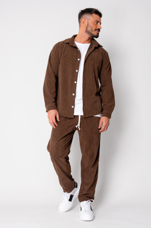 Set Camasa si Pantalon Lung drept din reiat Brown [1]
