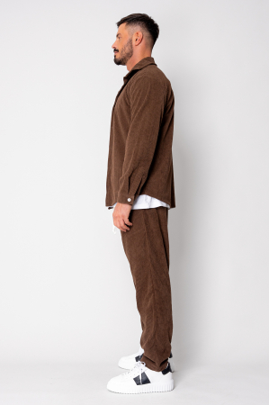 Set Camasa si Pantalon Lung drept din reiat Brown [2]