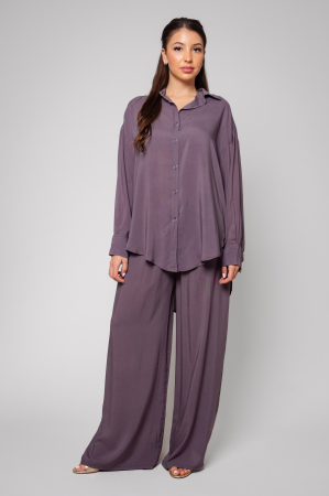 Sale Women - Gabrielle Grey Anthracite Shirt and Long Pants Set