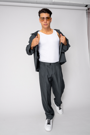 NOUTATI - Set Camasa si pantalon lung Oversized Grey Anthracite