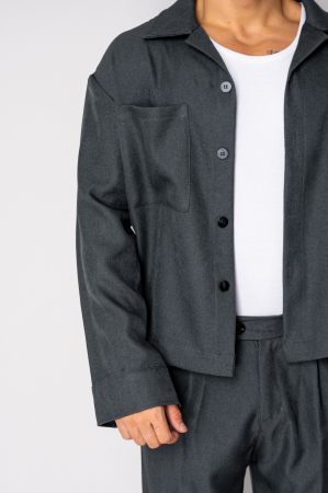 Set Camasa si pantalon lung Oversized Grey Anthracite [4]