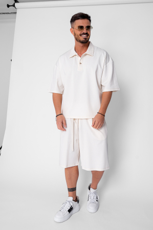 BARBATI - Set camasa si pantalon scurt Cream