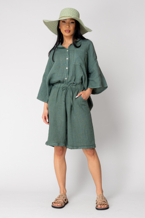 FEMEI - Set Camasa si pantalon scurt 3/4 din 100% Dark Olive