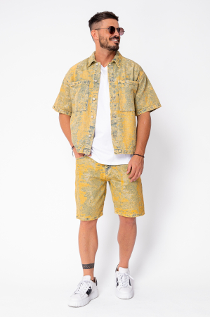 Set camasa si pantalon scurt din denim Blue/Yellow [1]