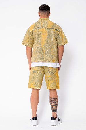 Set camasa si pantalon scurt din denim Blue/Yellow [3]