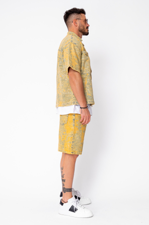 Set camasa si pantalon scurt din denim Blue/Yellow [2]