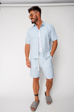Summer Sets - Denim shirt and shorts set Blue/Beige
