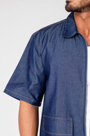 Dark Blue denim shirt and shorts set [4]