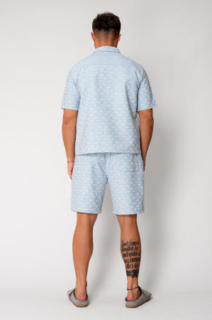 Denim shirt and shorts set Blue/Beige [3]