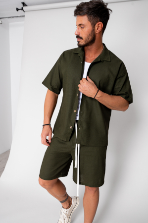 SALE - Island Mood shirt and short pants set Khaki