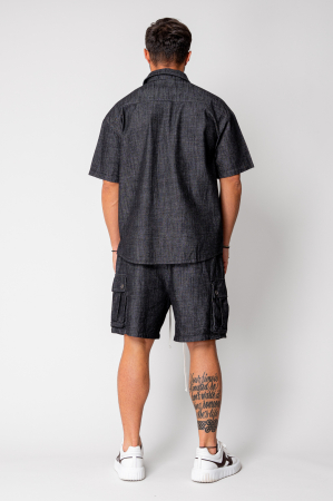 Set denim shirt and shorts Black [3]