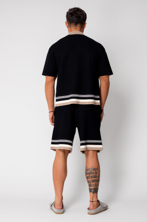 Set camasa si pantalon scurt tricotat Black [3]