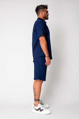 Set denim shirt and shorts Premium Edition Dark Blue [2]