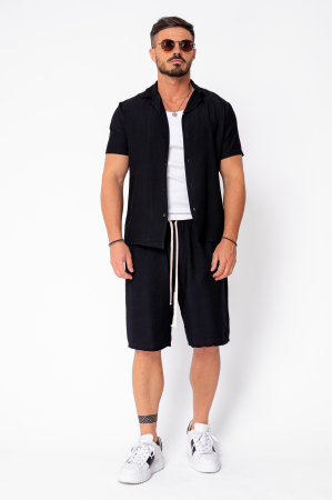 Set camasa cu maneca scurta si pantalon scurt Black [1]