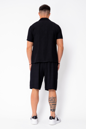 Set camasa cu maneca scurta si pantalon scurt Black [3]