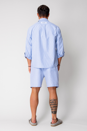 Set camasa si pantalon scurt stripe Blue/White [5]