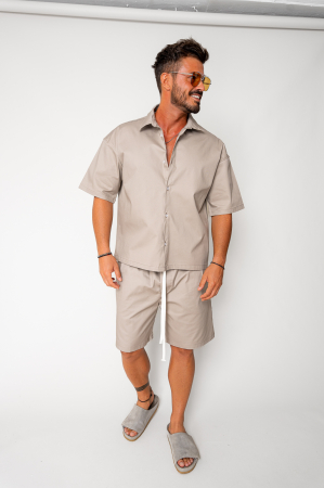 SALE - Set Lion shirt and short pants Taupe New