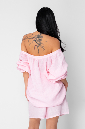 100% Cotton Shirt and Shorts Set in Rose [3]