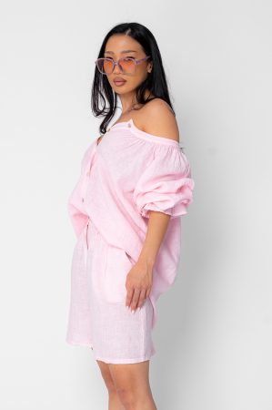 100% Cotton Shirt and Shorts Set in Rose [2]