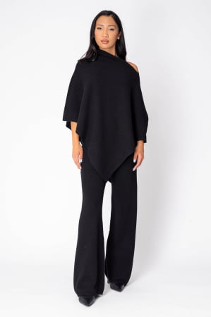 FEMEI - Set Capa si Pantalon lung mix de lana si casmir Black