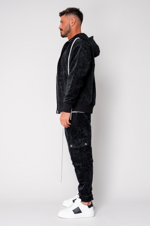 Set Cargo din catifea Hanorac si pantalon lung Black [2]