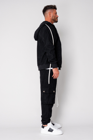 Set Cargo din reiat Hanorac si pantalon lung Black [2]