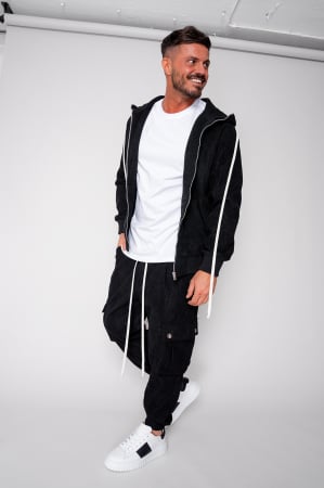 Seturi Imbracaminte - Set Cargo din reiat Hanorac si pantalon lung Black