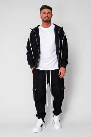 Set Cargo din reiat Hanorac si pantalon lung Black [1]