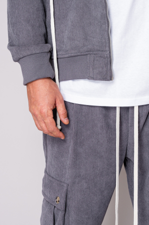 Set Cargo din reiat Hanorac si pantalon lung Grey Anthracite [4]