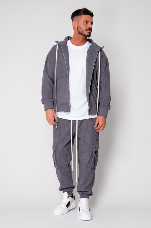 Set Cargo din reiat Hanorac si pantalon lung Grey Anthracite [1]