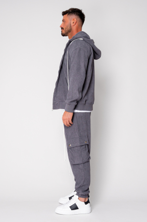 Set Cargo din reiat Hanorac si pantalon lung Grey Anthracite [2]