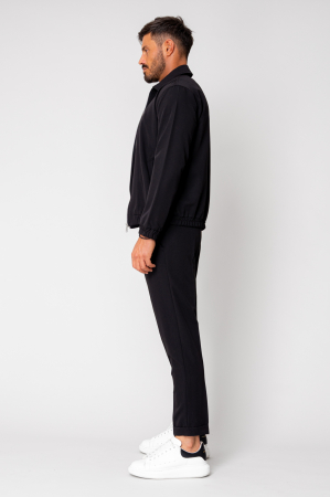 Set Caruso Stripes Jacket zipper with pocket and long pants Black [2]