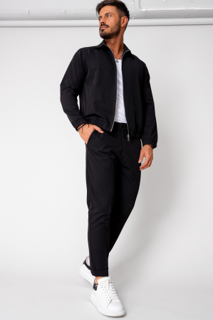 SALE - Set Caruso Stripes Jacket zipper with pocket and long pants Black
