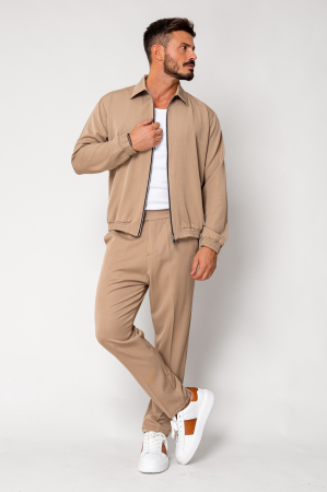 NOUTATI - Set Caruso Jacheta cu fermoar si pantalon lung Beige New