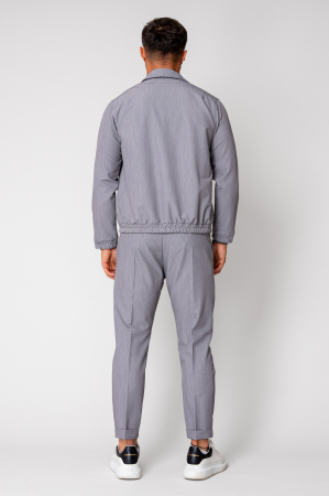 Set Caruso Stripes Jacket zipper with pocket and long pants Grey [3]