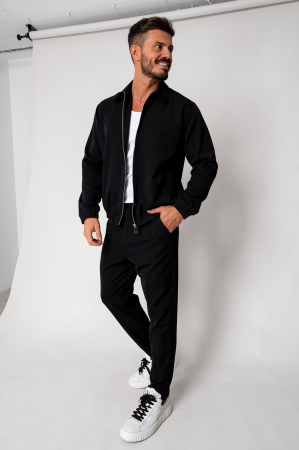 NOUTATI - Set Caruso Jacheta cu fermoar si pantalon lung Black New