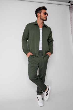NOUTATI - Set Caruso Jacheta cu fermoar si pantalon lung Kaki New